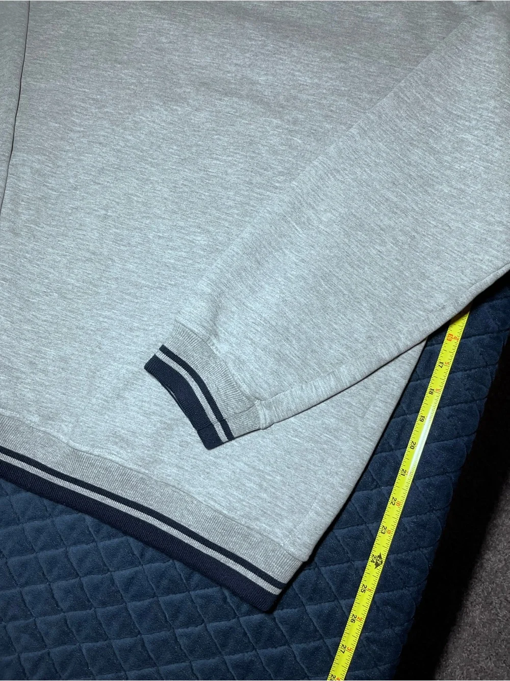 Vintage Golf Ashworth Light Gray Crewneck Sweater with Navy Stripe Trim